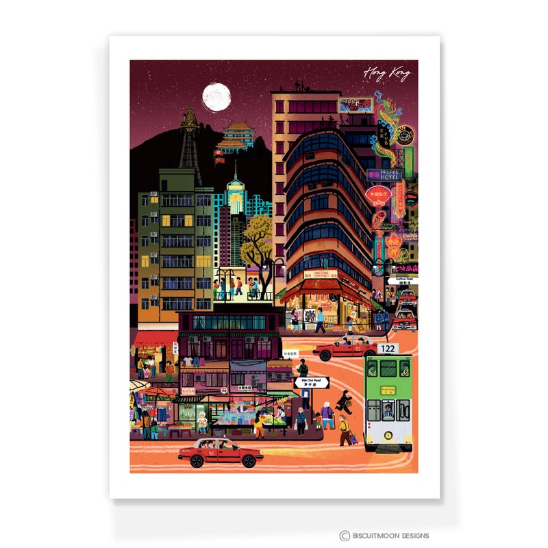 Fantasy Cityscapes - Hong Kong After Dark Postcard