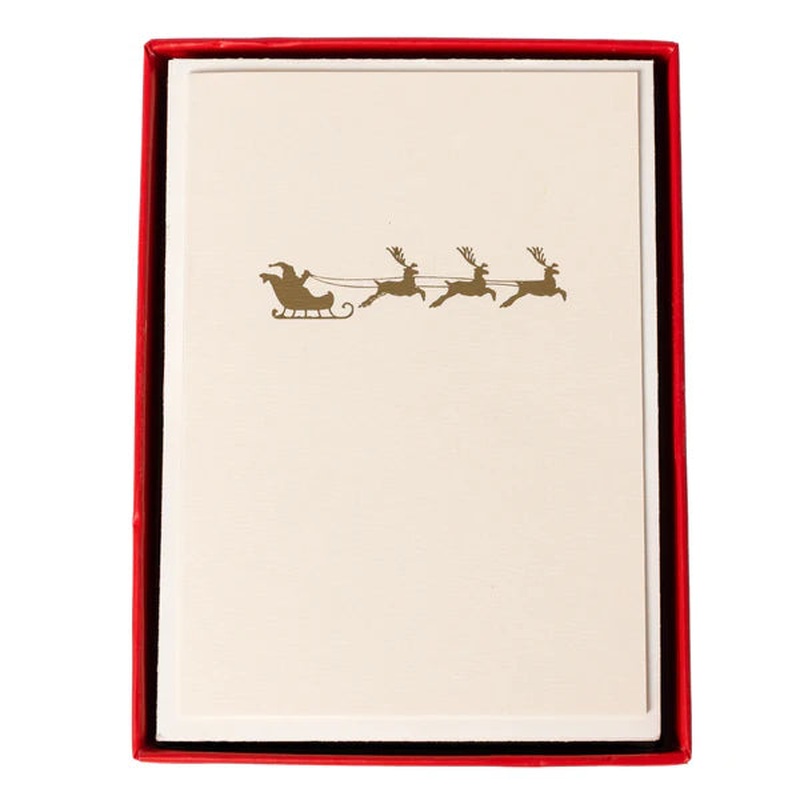 Santa Sleigh La Petite Noel Holiday Boxed Card Pack Of 15
