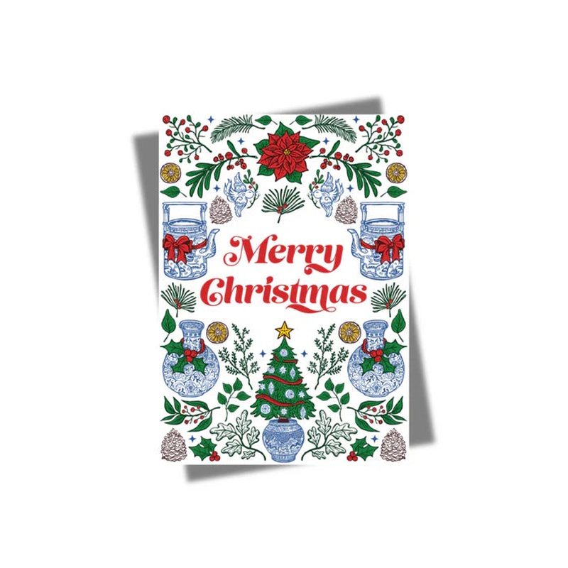 Chinoiserie Luxe Foiled Christmas Postcard