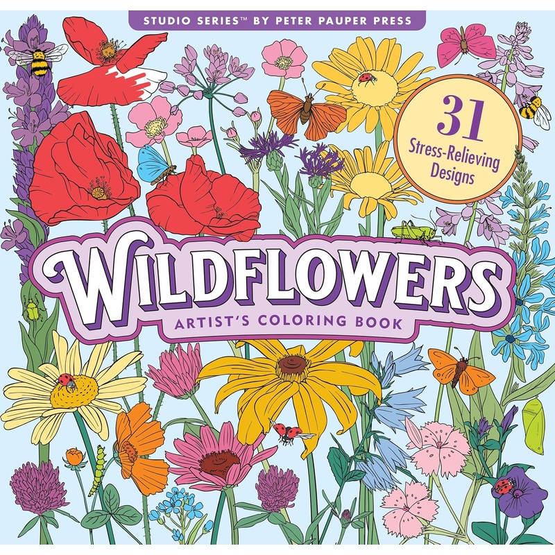 Wildflowers Adult Coloring Book (31 One-Sided Designs on Thick Paper)