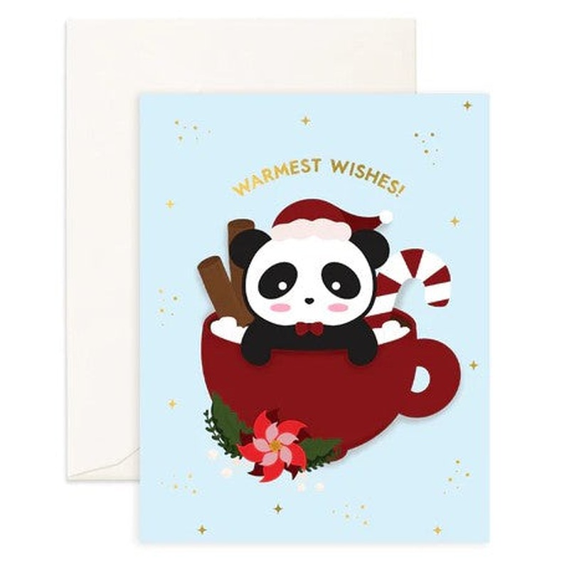 Warmest Wishes Panda Christmas Greeting Card