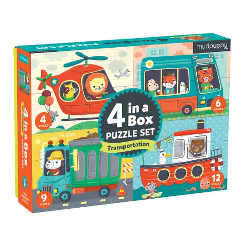 Transportation 4-in-a-Box Puzzle Set