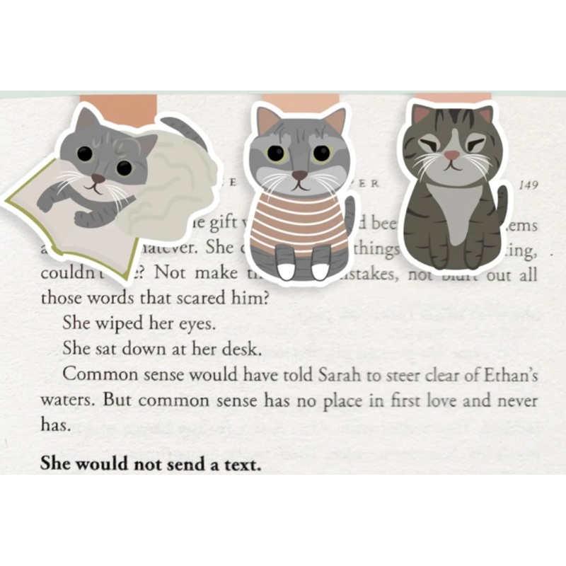 Mini Magnetic Bookmark - Grey Cats (3 pack)