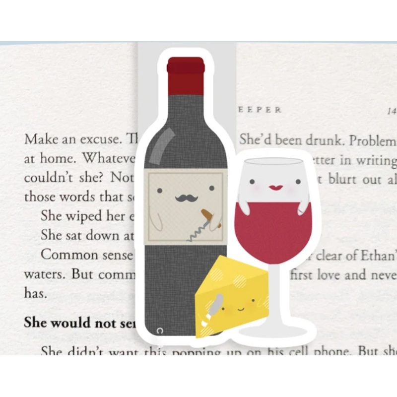 Jumbo Magnetic Bookmarks - Wine & Cheese