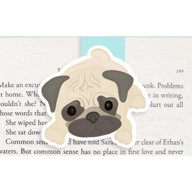 Jumbo Magnetic Bookmark - Pug Dog