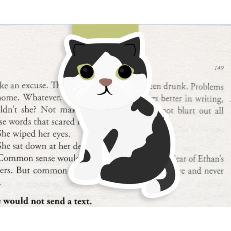Jumbo Magnetic Bookmark - Tuxedo Cat