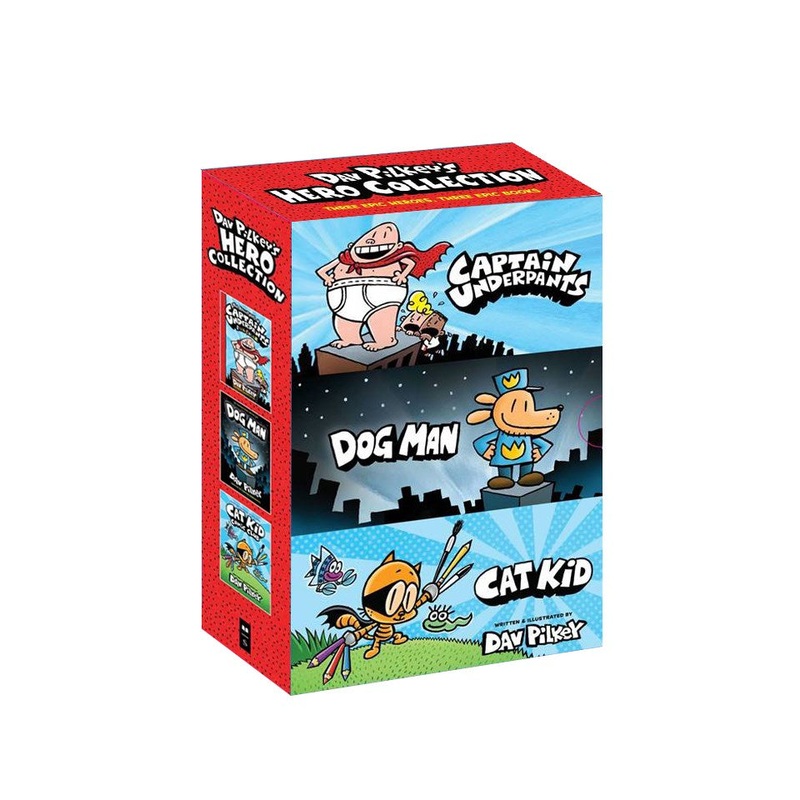 Dav Pilkey's Hero Collection: 3-Book Boxed Set (Captain Underpants #1, Dog Man #1, Cat Kid Comic Club #1)