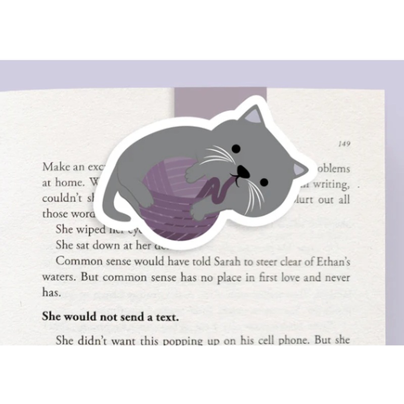 Cat with Knit Ball Bookmark